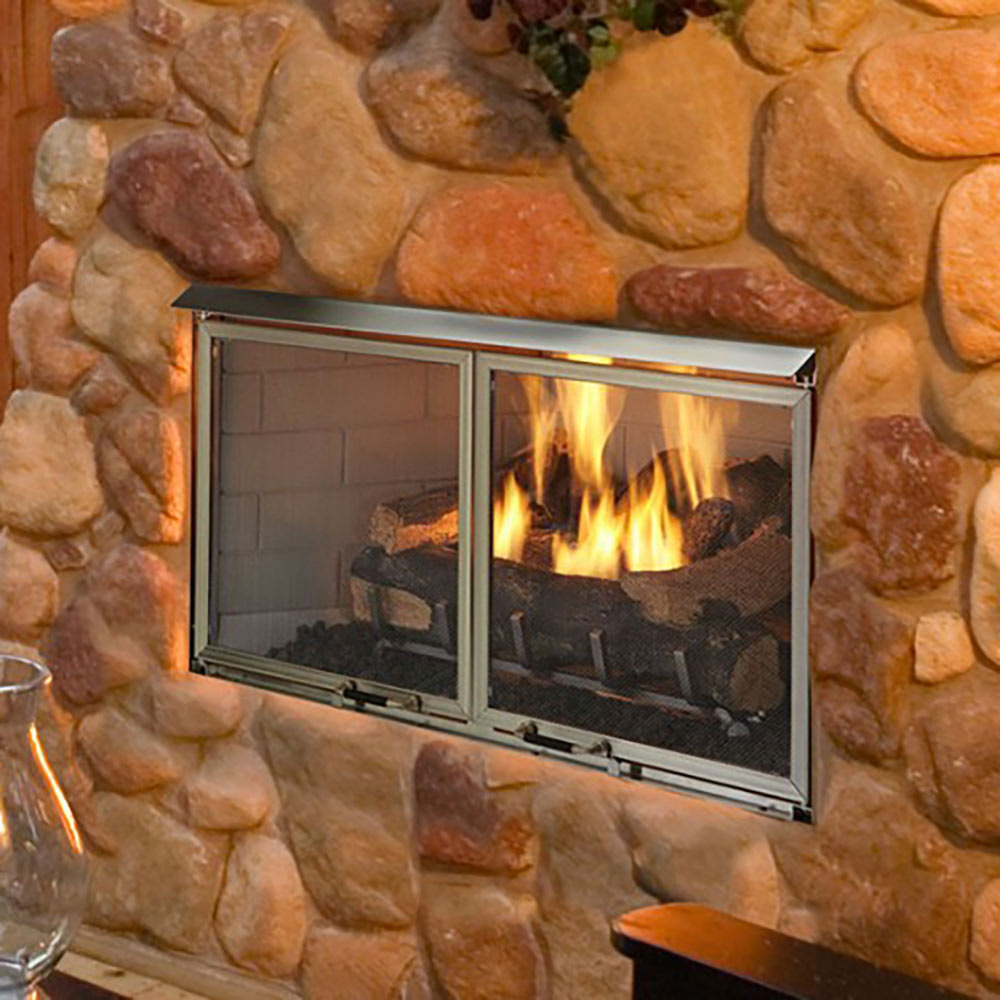 Outdoor Lifestyles Stainless Steel Screen Doors for Villa 42-Inch Outdoor Gas Fireplace