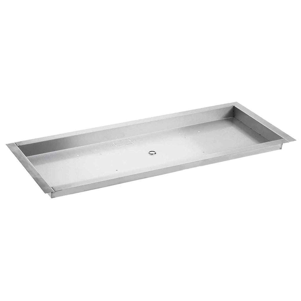 Stainless steel fire pit burner bowl pan with rectangular tray and side flanges