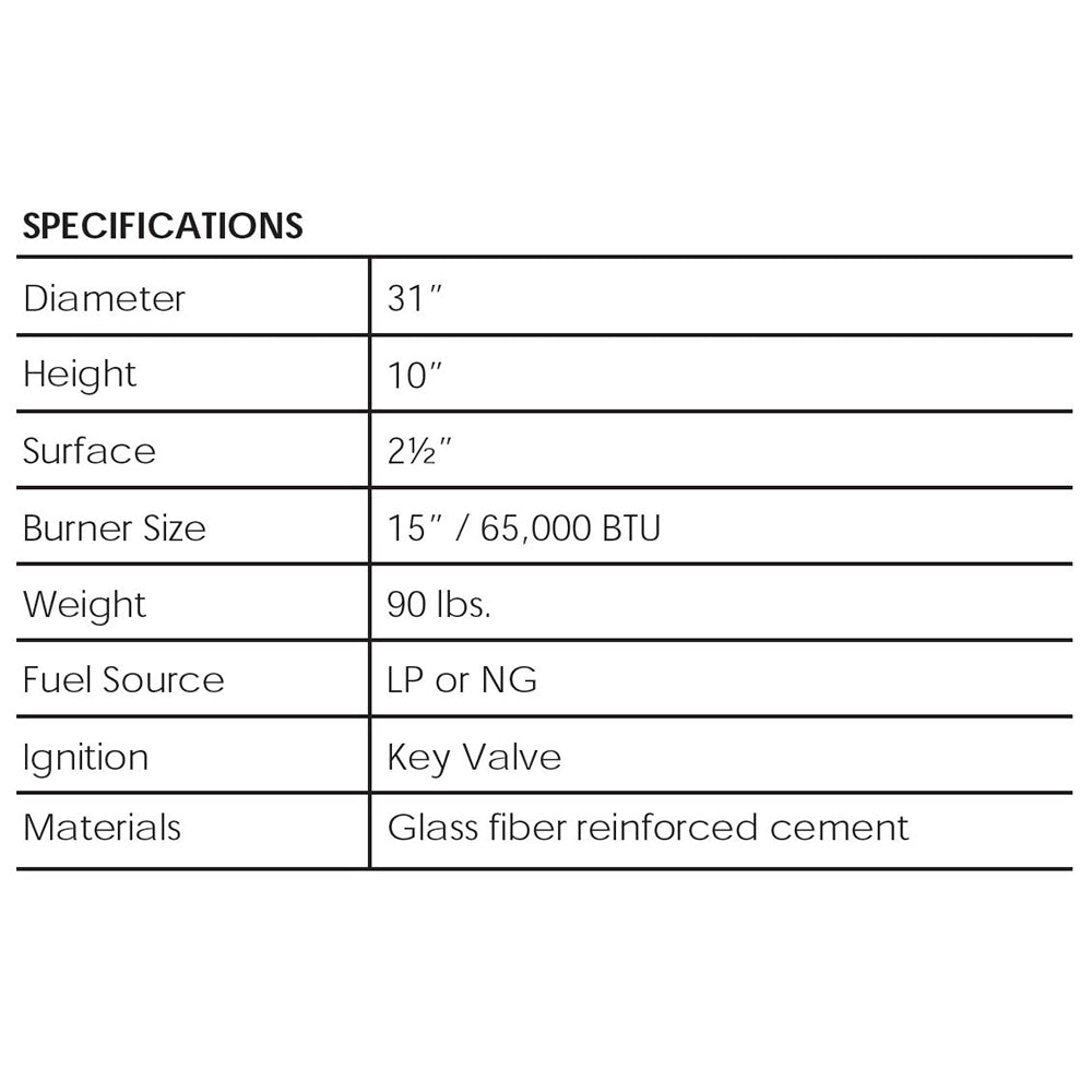 Prism Hardscapes Embarcadero Pedestal Concrete Gas Fire Pit, 31-Inch