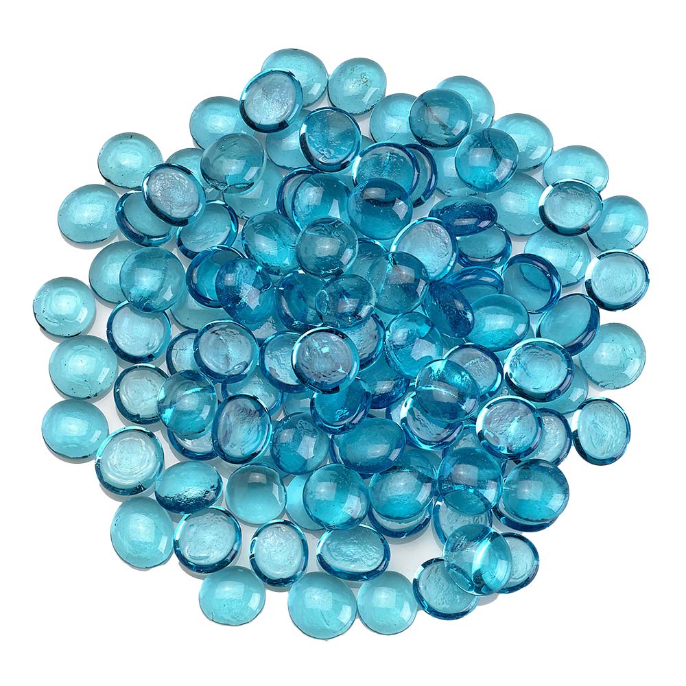 American Fire Glass 1/2-Inch Fire Glass Beads, 10 lbs, Aqua Blue Luster