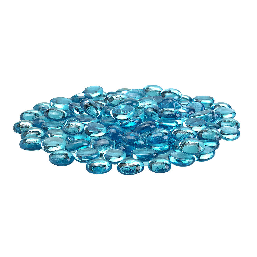 American Fire Glass 1/2-Inch Fire Glass Beads, 10 lbs, Aqua Blue Luster