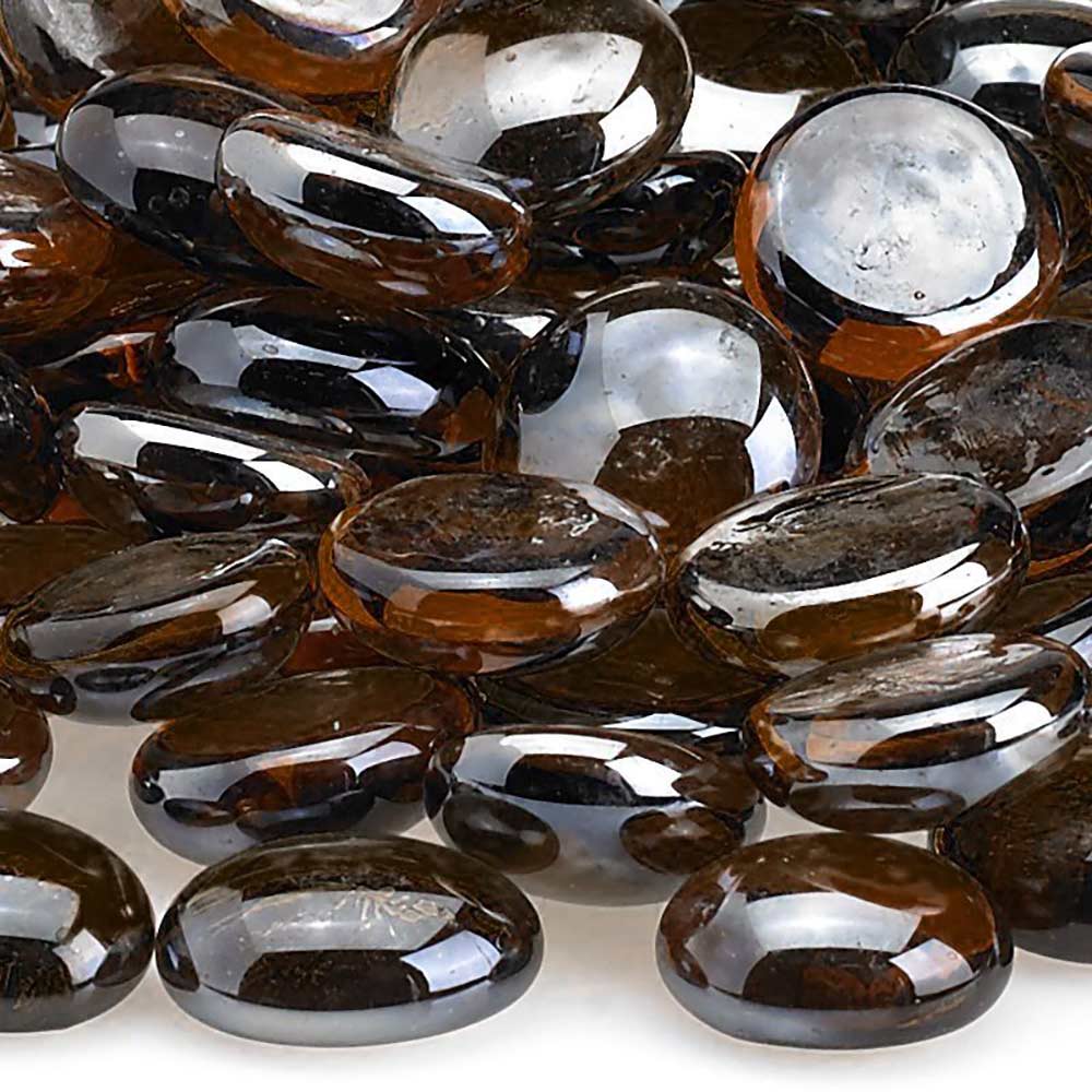 American Fire Glass 1/2-Inch Fire Glass Beads, 10 lbs, Root Beer Luster