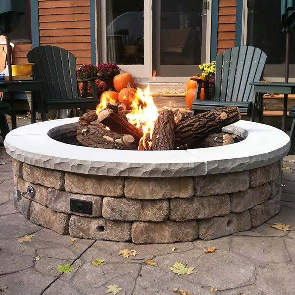 Crossfire by Warming Trends 54-Inch Round Ready-to-Finish Fire Pit Enclosure with Gas Burner Kit