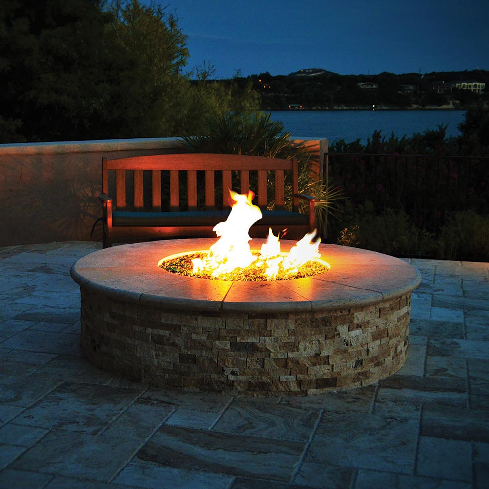Crossfire by Warming Trends 54-Inch Octagonal Ready-to-Finish Fire Pit Enclosure with Gas Burner Kit