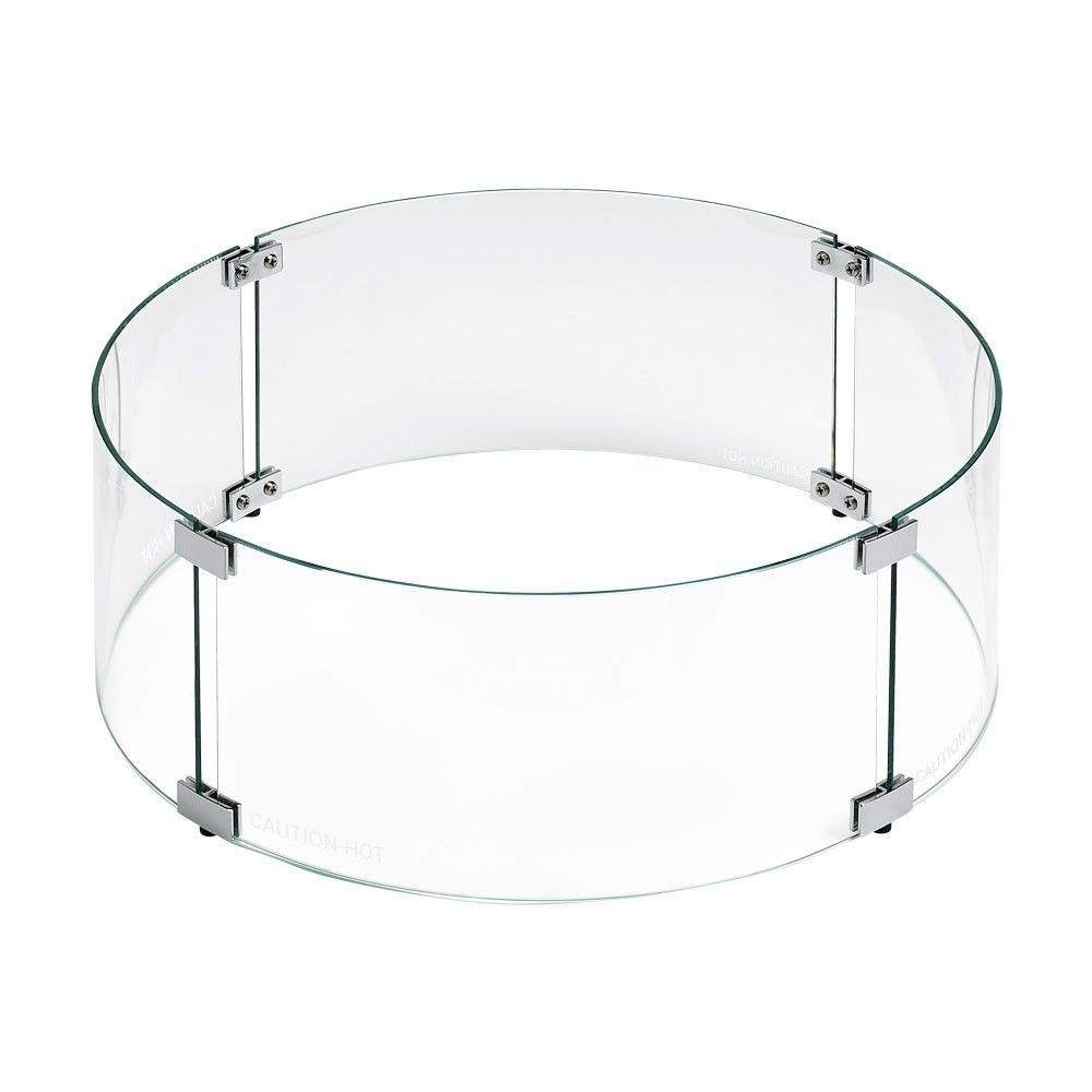 American Fire Glass Fire Pit Glass Wind Guard, Round, 23x6 Inch