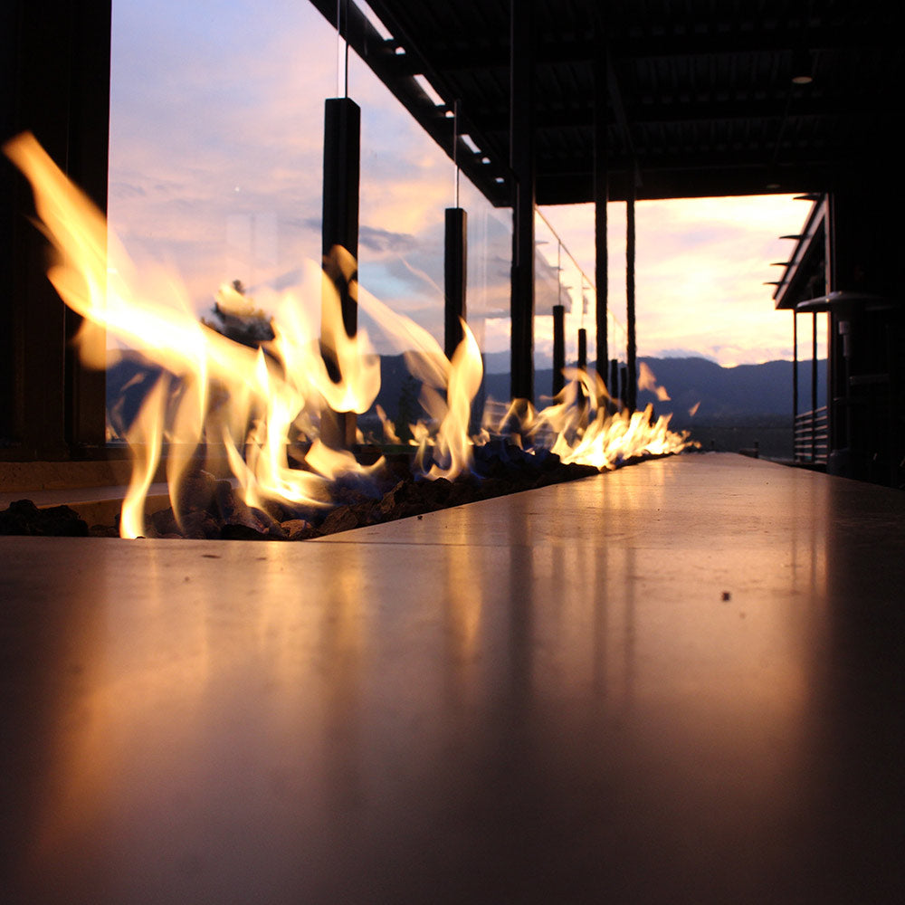 Firegear FG-LOF-SHFTPSI Line of Fire Flame Sensing Spark Ignition Gas Fire Pit Burner Kit with Flat Pan & Stainless Steel H-Shaped Burner