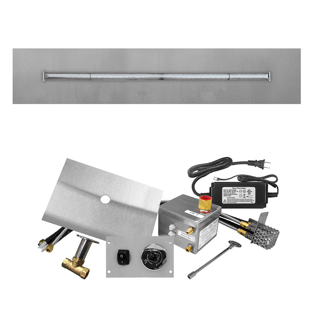 Firegear FG-LOF-STFAWS Line of Fire Electronic Ignition Gas Fire Pit Burner Kit with Flat Pan & Stainless Steel T-Shaped Burner