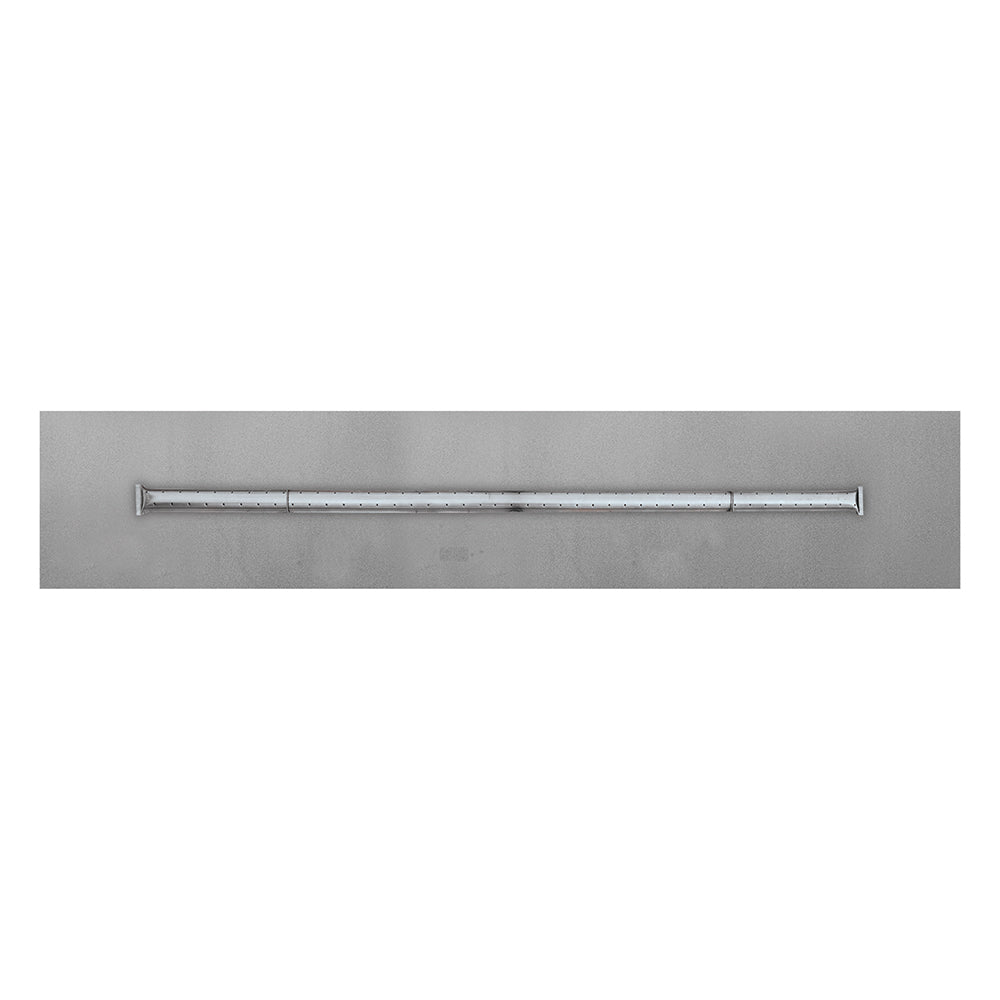Stainless steel flat pan burner for gas fire pit, long tube with no visible switches