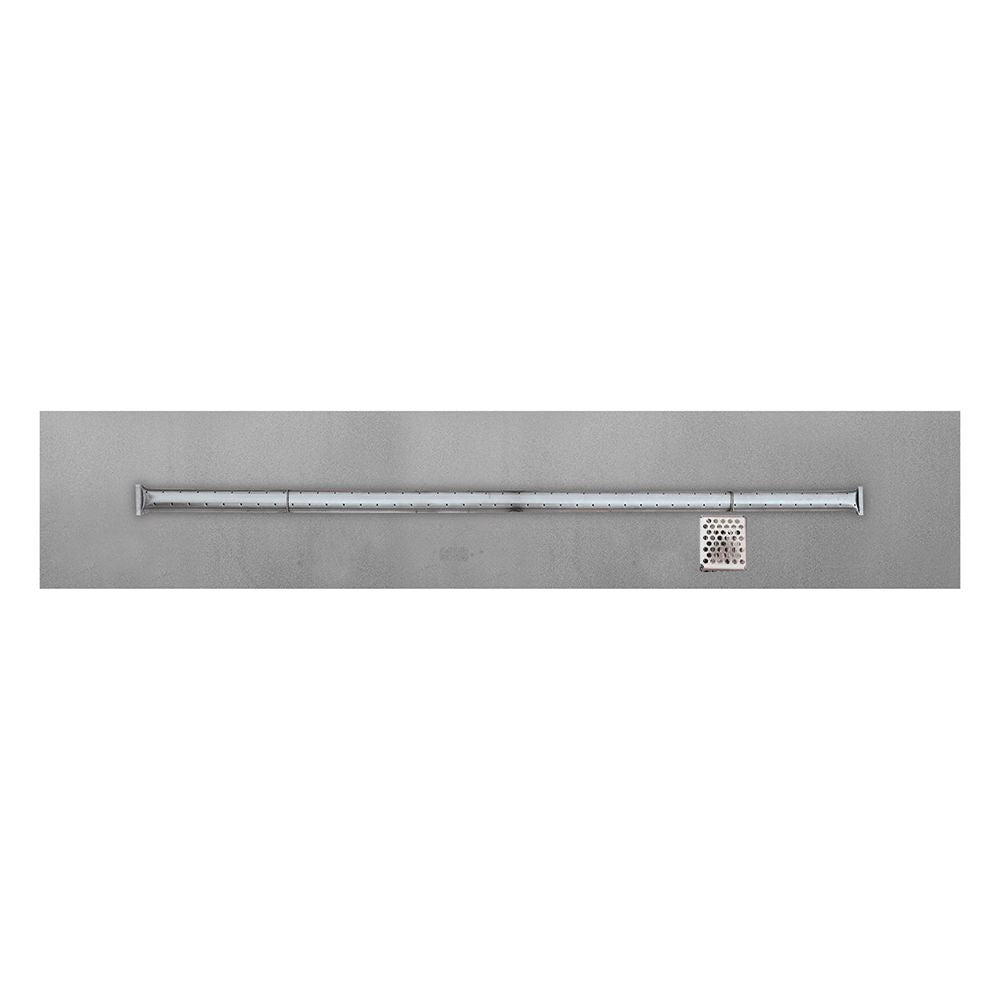 Stainless steel flat pan burner for gas fire pit, long tube with control port
