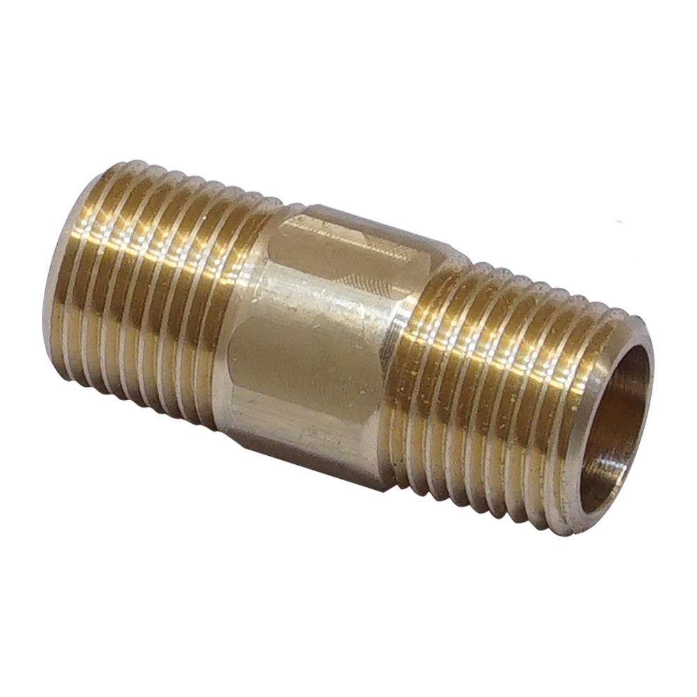 Brass threaded connection fitting with valve adapter, male end