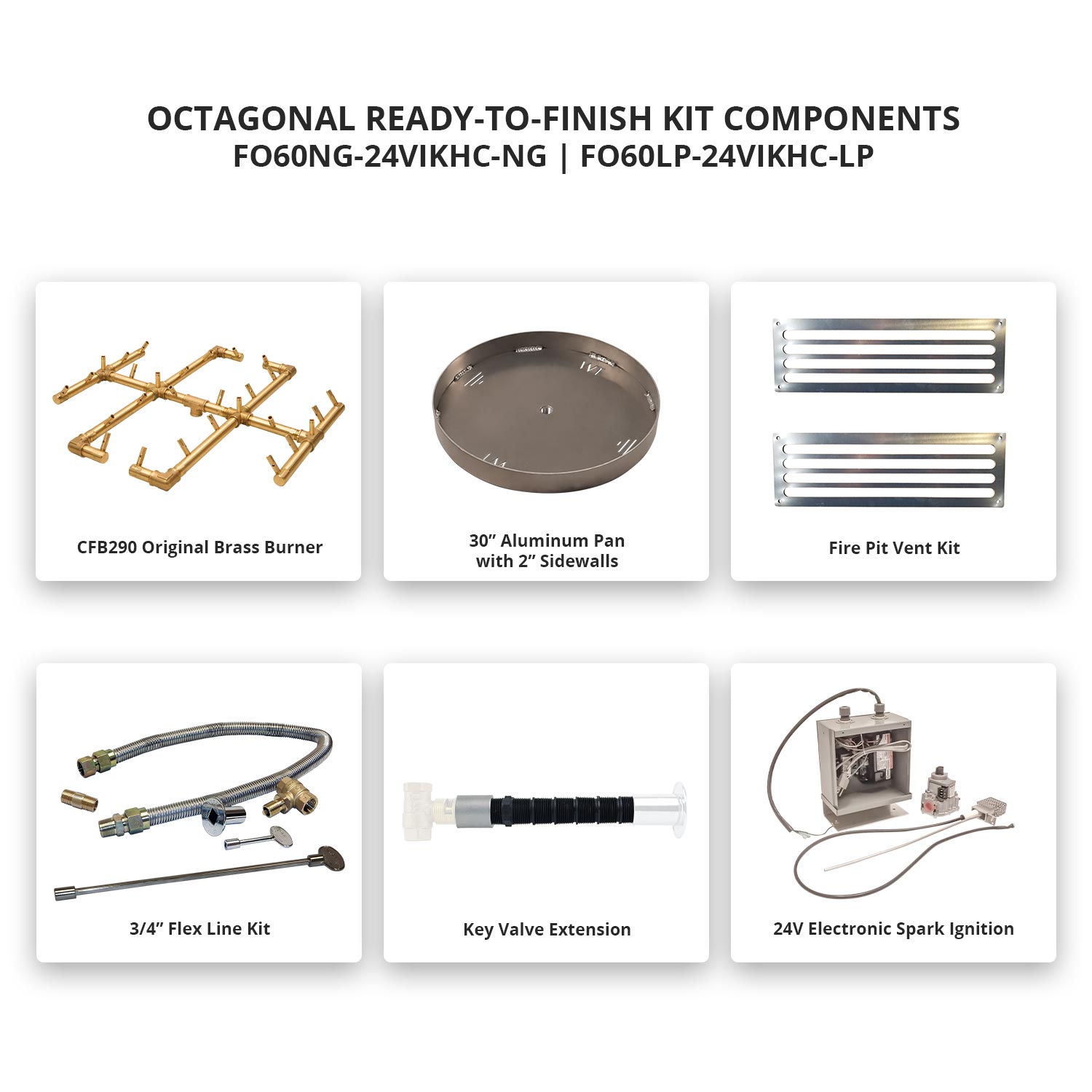 Crossfire by Warming Trends 60-Inch Octagonal Ready-to-Finish Fire Pit Enclosure with Gas Burner Kit