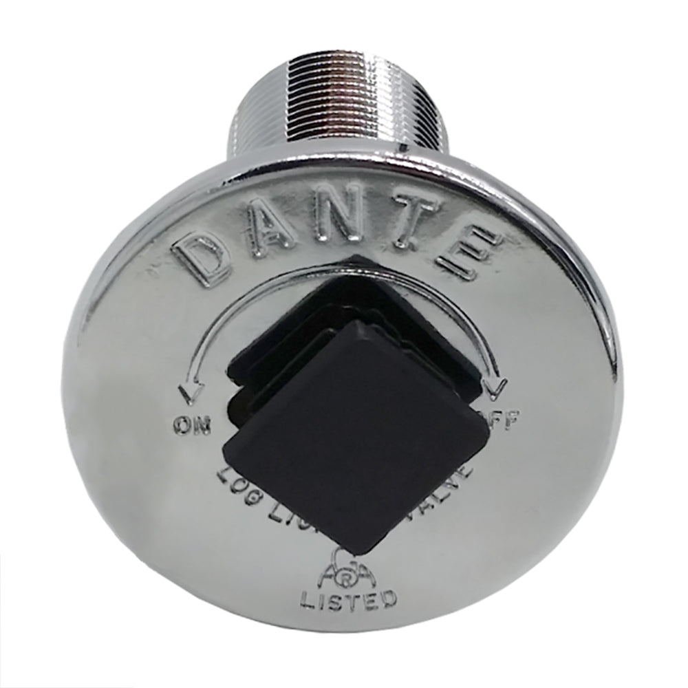 Dante floor plate debris cover with chrome finish, threaded top, and square black opening
