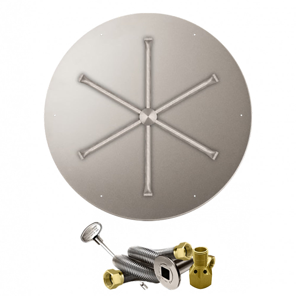 Firegear FPB-DBSMT-HC Match Light Ignition Gas Fire Pit Burner Kit with Round Flat Pan & Stainless Steel Burning Spur