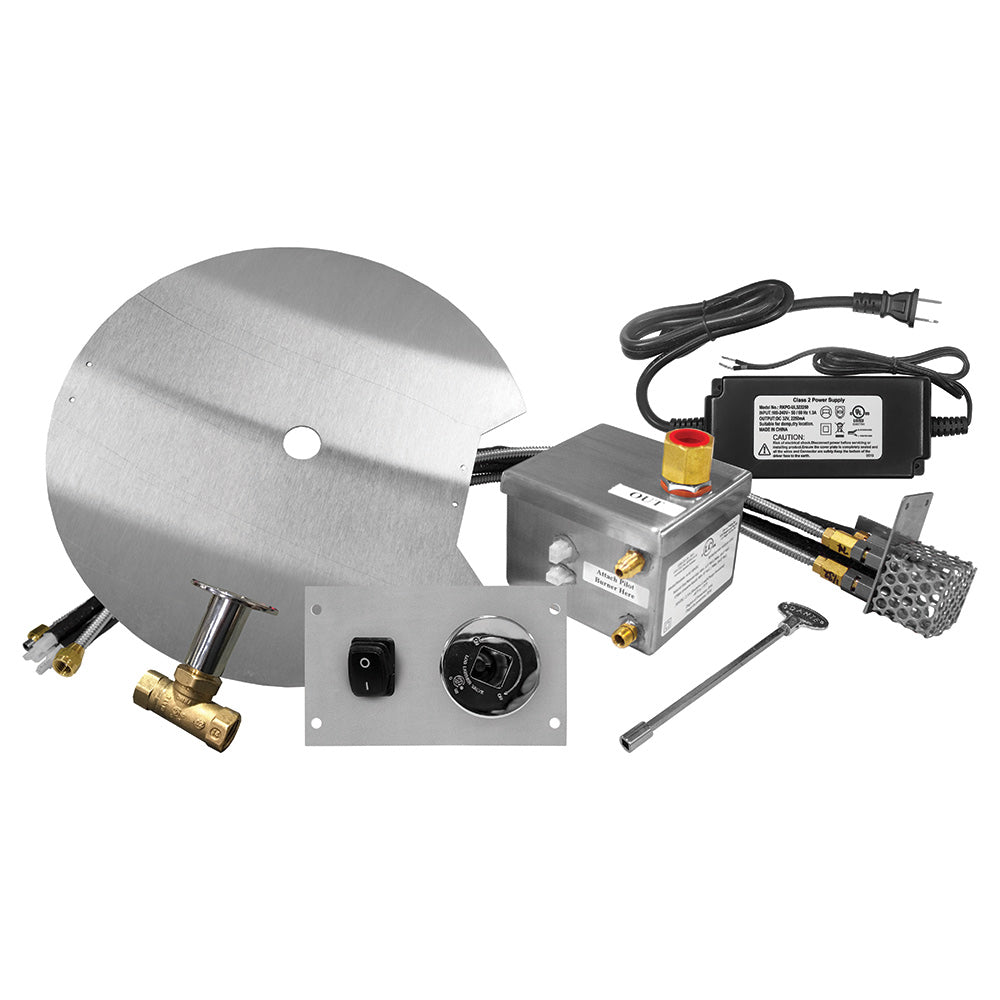 Firegear FPB-SPSBRAWS Pro Series Electronic Ignition Gas Fire Pit Burner Kit with Square Drop Pan & Brass Burning Spur