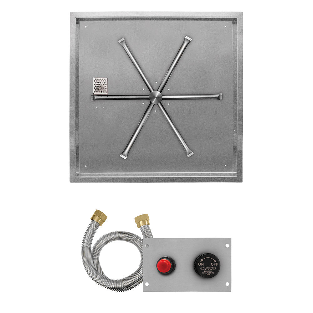 Stainless steel gas burner kit with cross ignition bars and control plate