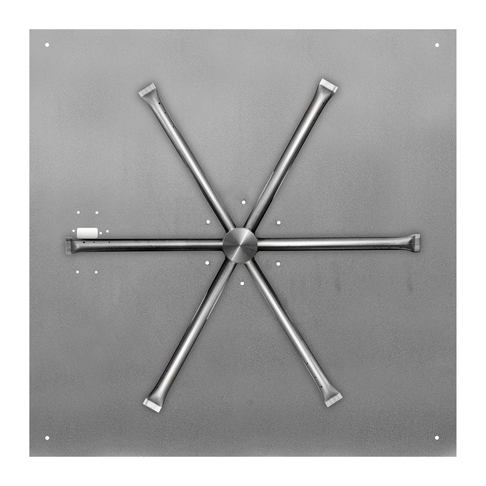Firegear FPB-SFBSAWS Electronic Ignition Gas Fire Pit Burner Kit with Square Flat Pan & Stainless Steel Burning Spur