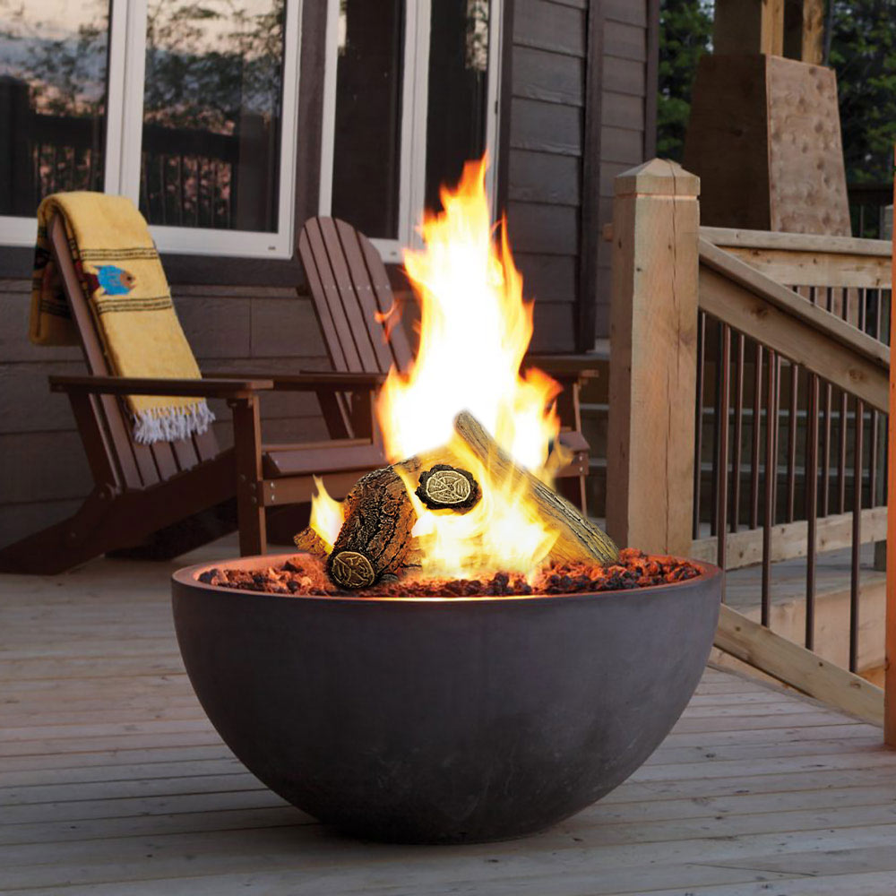 Kingsman FPB30T 30-Inch Round Match Light Gas Fire Bowl with Lava Rock