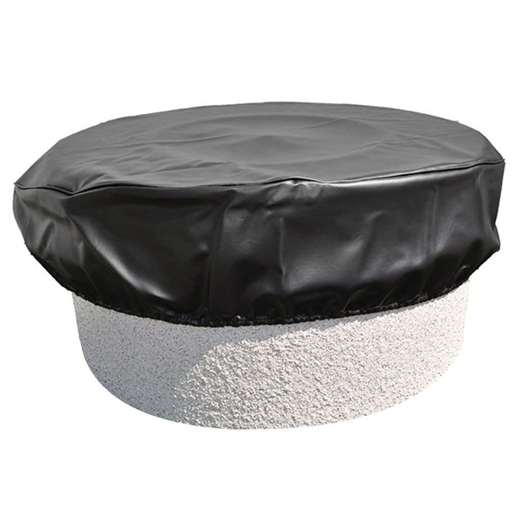 Round black vinyl fire pit cover with snug fitted top