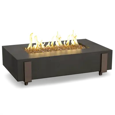 Rectangular fire table product shot on white background