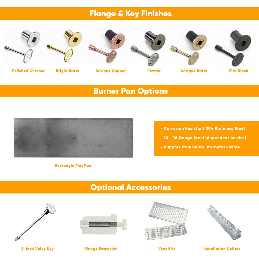 Spotix Rectangle HPC Match Lit Fire Pit S-FIRE Burner Kits