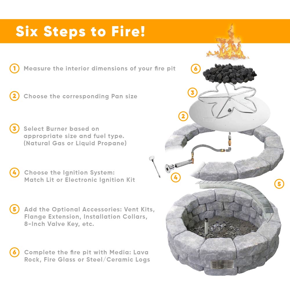 Spotix Rectangle HPC Match Lit Fire Pit S-FIRE Burner Kits