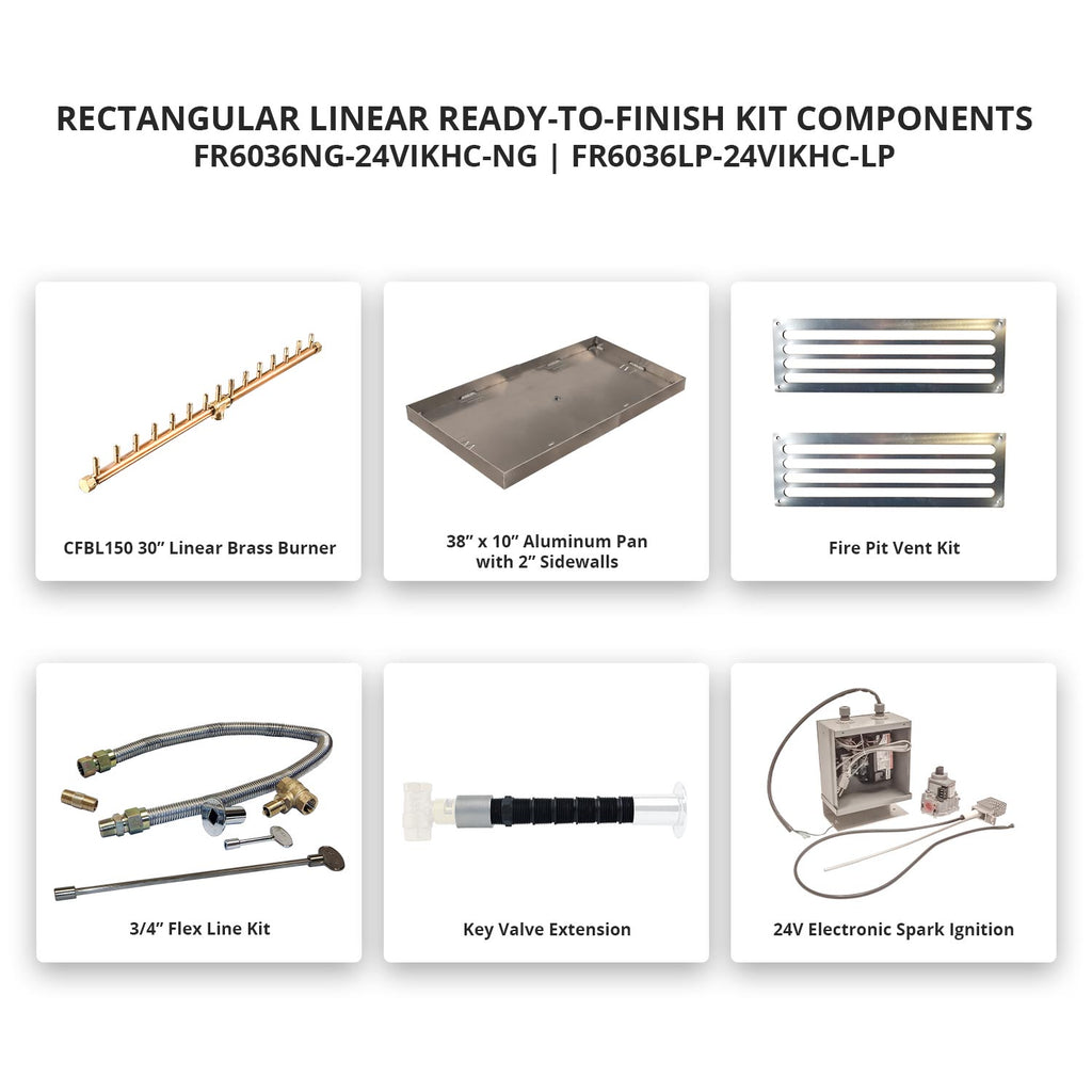 Crossfire by Warming Trends 60x36-Inch Rectangular Ready-to-Finish Fire Pit Enclosure with Gas Burner Kit