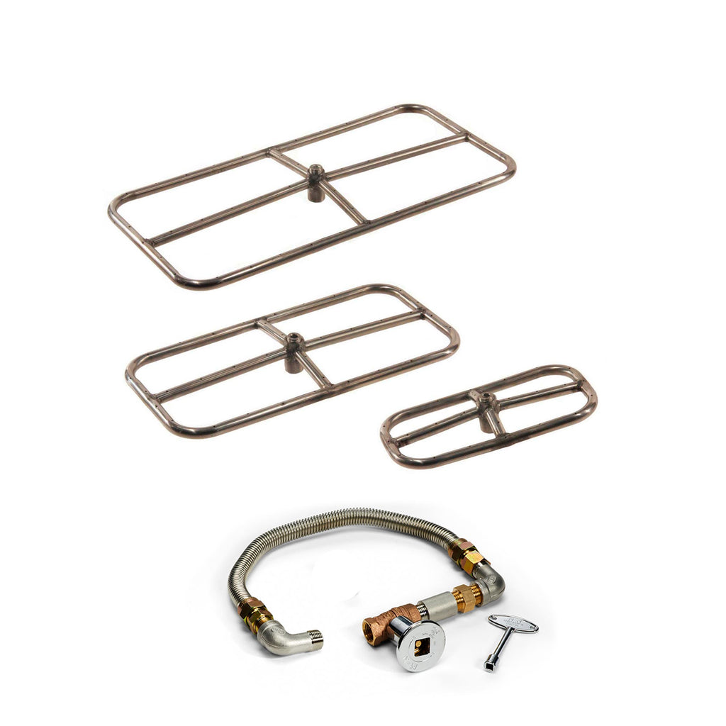 HPC Fire Rectangle Match Light Gas Fire Pit Kit