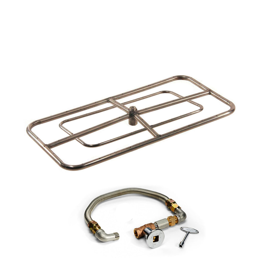 HPC Fire Rectangle Match Light Gas Fire Pit Kit