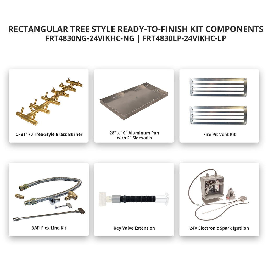 Crossfire by Warming Trends 48x30-Inch Rectangular Ready-to-Finish Fire Pit Enclosure with Tree-Style Gas Burner Kit