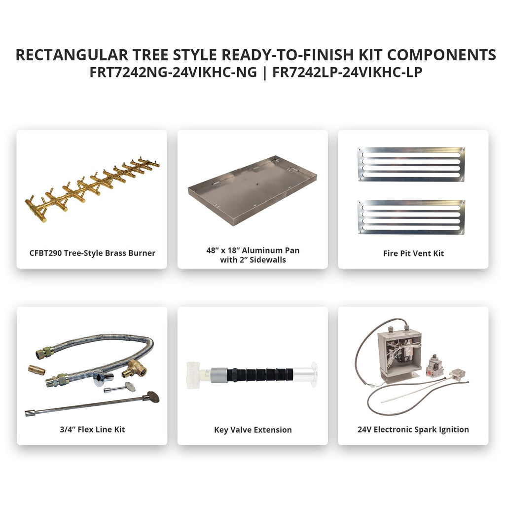 Crossfire by Warming Trends 72x42-Inch Rectangular Ready-to-Finish Fire Pit Enclosure with Tree-Style Gas Burner Kit