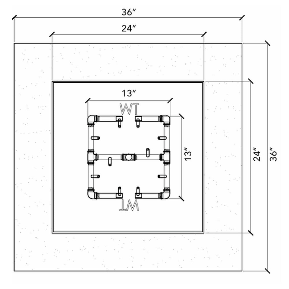 Crossfire by Warming Trends 36x36-Inch Square Ready-to-Finish Fire Pit Enclosure with Gas Burner Kit