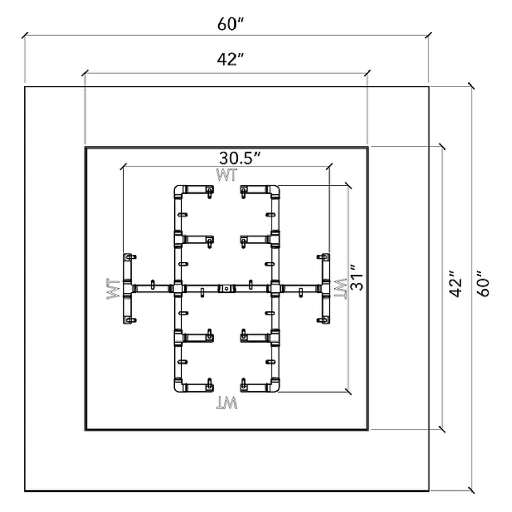 Crossfire by Warming Trends 60x60-Inch Square Ready-to-Finish Fire Pit Enclosure with Gas Burner Kit