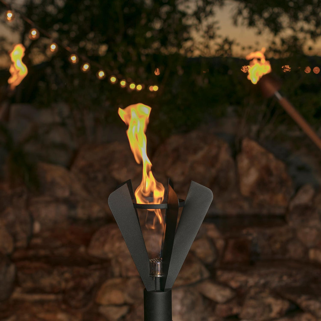 Fire by Design Fin Style Gas Torch Head with Black Powder-Coated Pole
