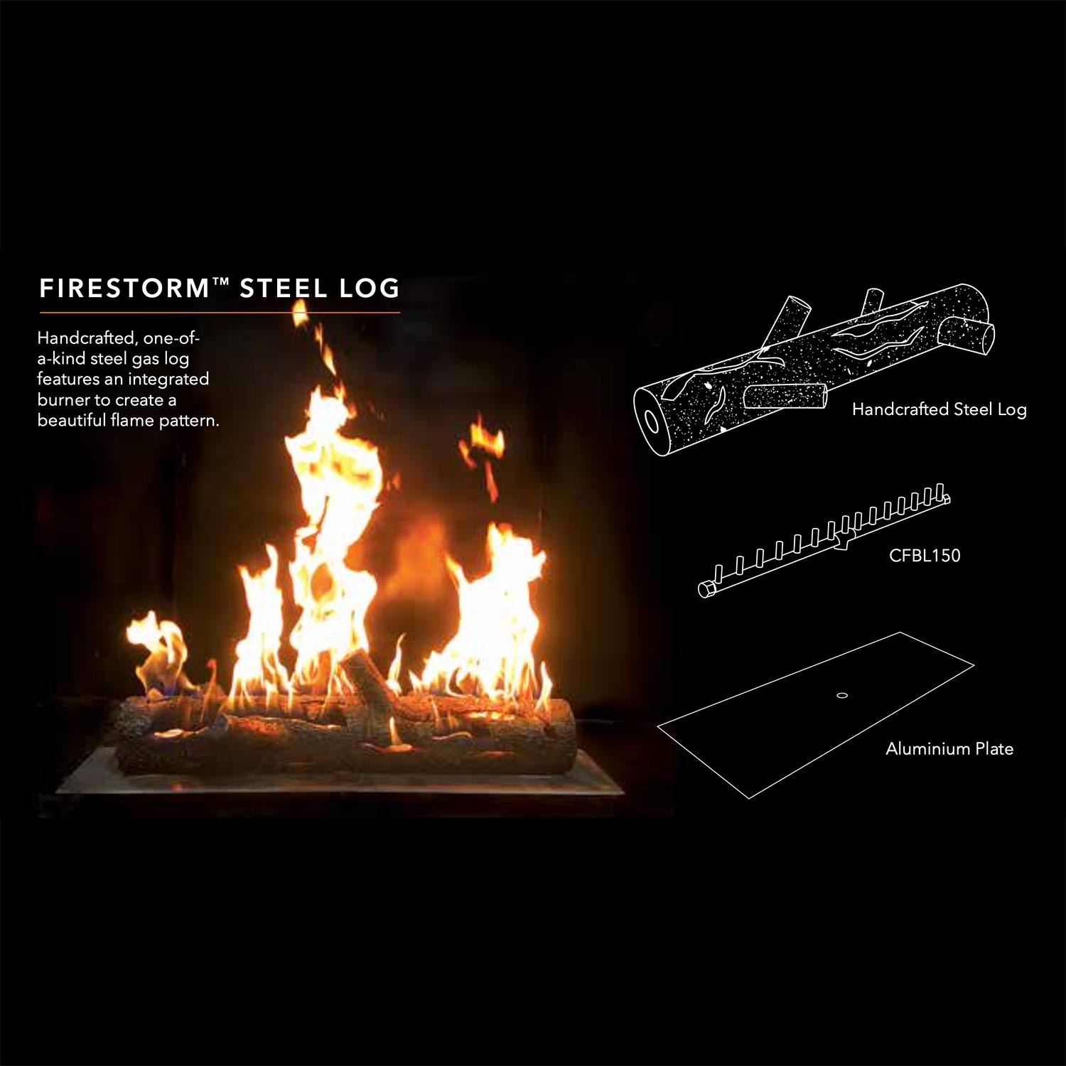 FireStorm by Warming Trends FSLS32 32-Inches Match Light Steel Gas Log & Burner