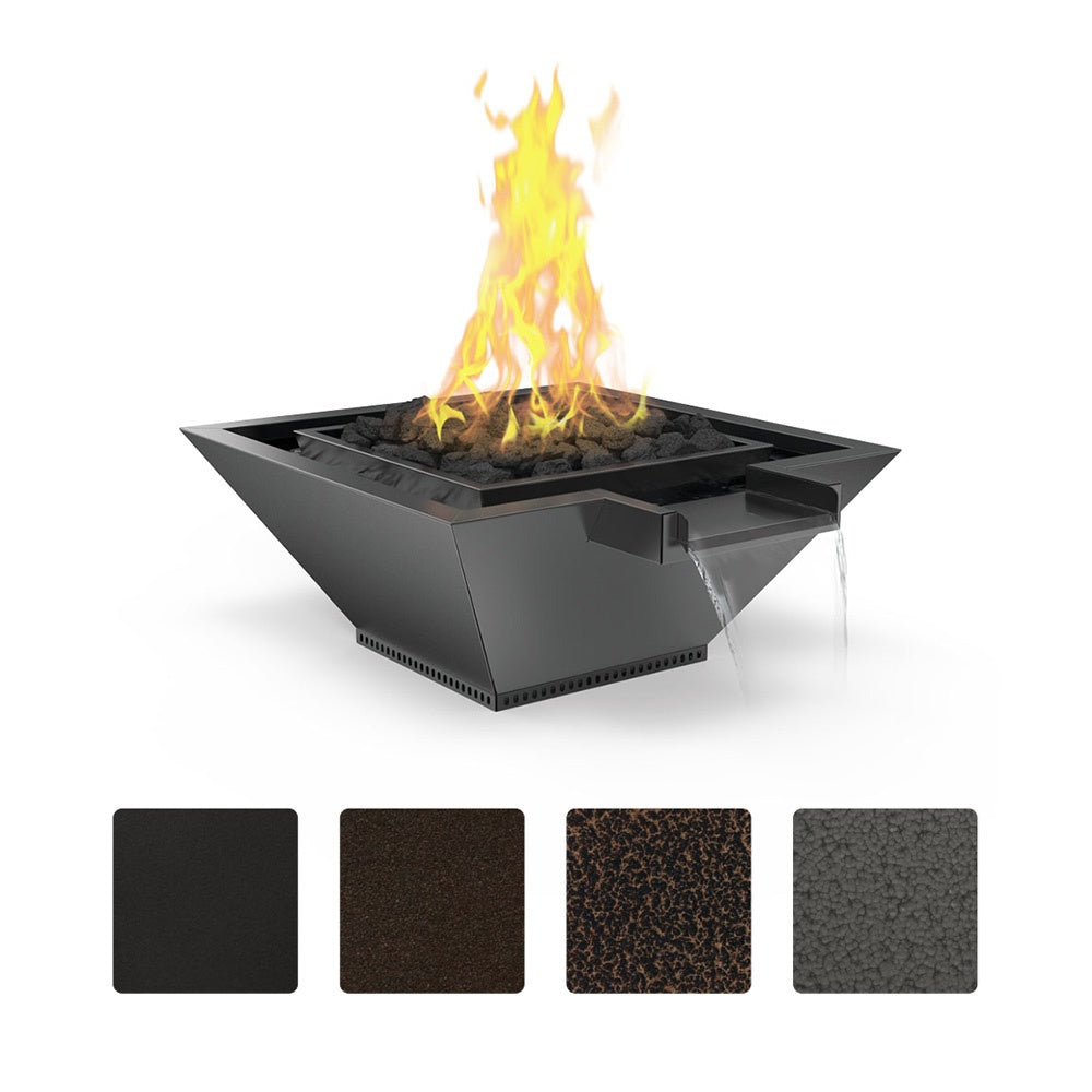 Grand Effects Artisan Series Square Corinthian Powder Coated Gas Fire and Water Bowl with Extended Lip
