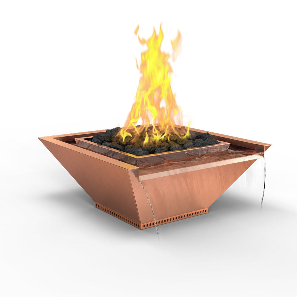 Grand Effects Artisan Series Square Corinthian Copper Gas Fire and Water Bowl with Seamless Lip