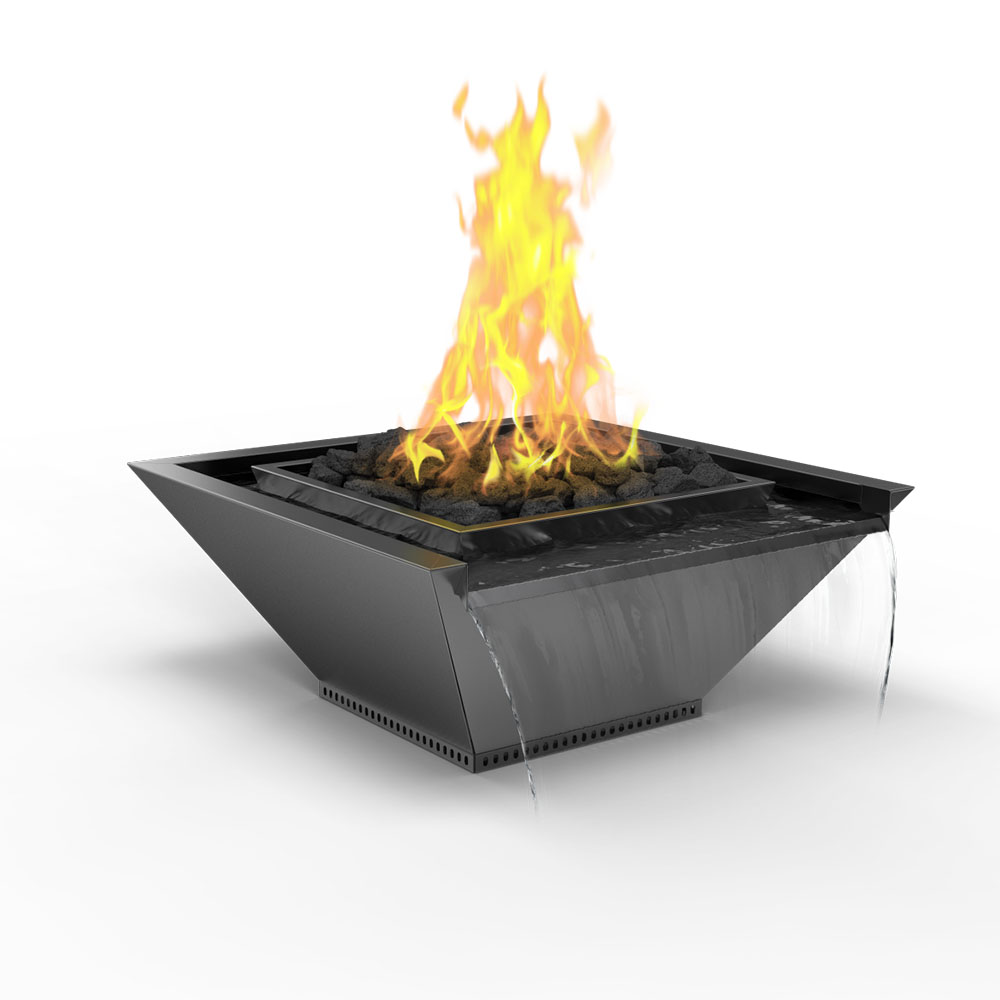 Grand Effects Artisan Series Square Corinthian Powder Coated Gas Fire and Water Bowl with Seamless Lip
