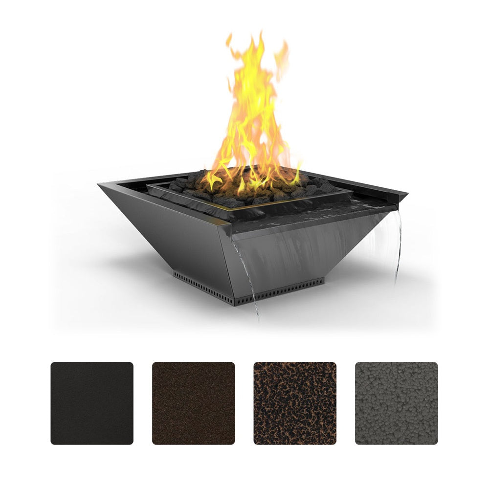 Grand Effects Artisan Series Square Corinthian Powder Coated Gas Fire and Water Bowl with Seamless Lip