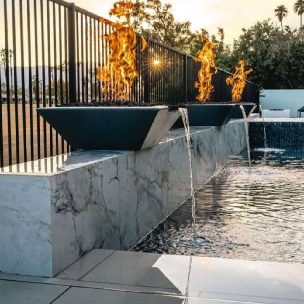 Grand Effects Corinthian Concrete Gas Fire and Water Bowl