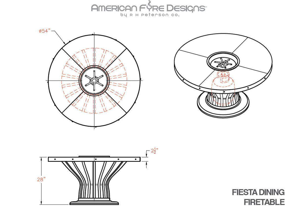 American Fyre Designs Fiesta 54-Inch Round GRFC Dining Height Fire Table