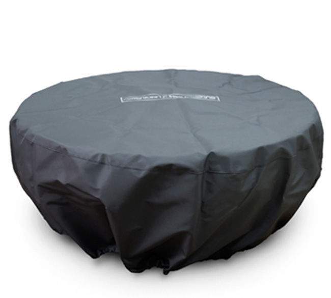 Round nylon fire bowl cover, dark gray, fitted with drawstring hem