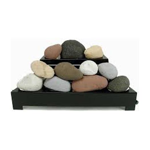 Calico firestone assortment pack with mixed colored stones in black tray