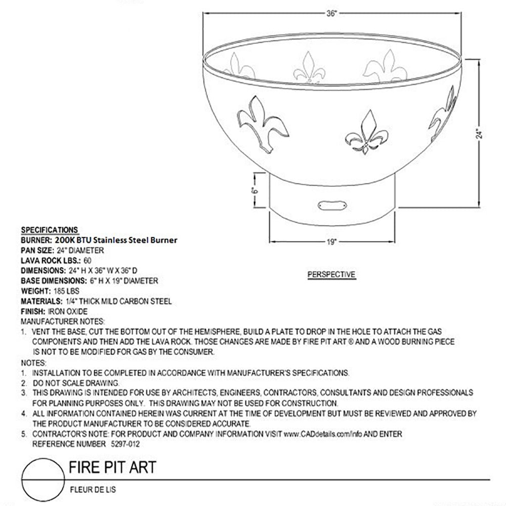 Fire Pit Art FLEC Fleur De Lis Gas Fire Pit