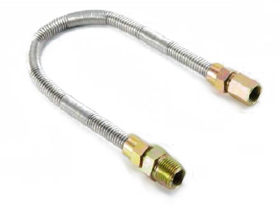 Dante whistle-free stainless steel gas flex line with brass fittings, 3/4 in.