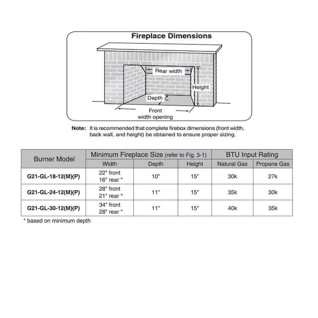 Real Fyre G21 Series Vent Free Glass Burner Kit