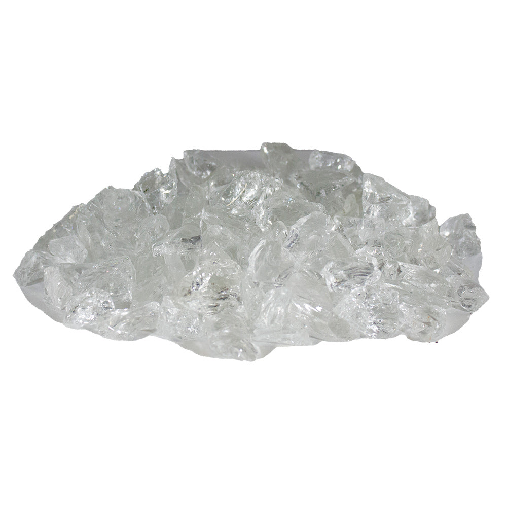 Crystal clear broken fireglass pieces, 1/2 to 3/4 inch