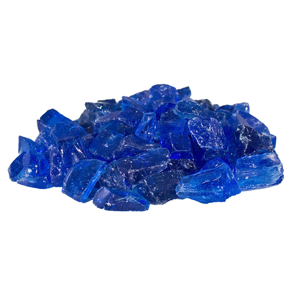 Blue broken fireglass chunks, 1/2 to 3/4 inch size assortment