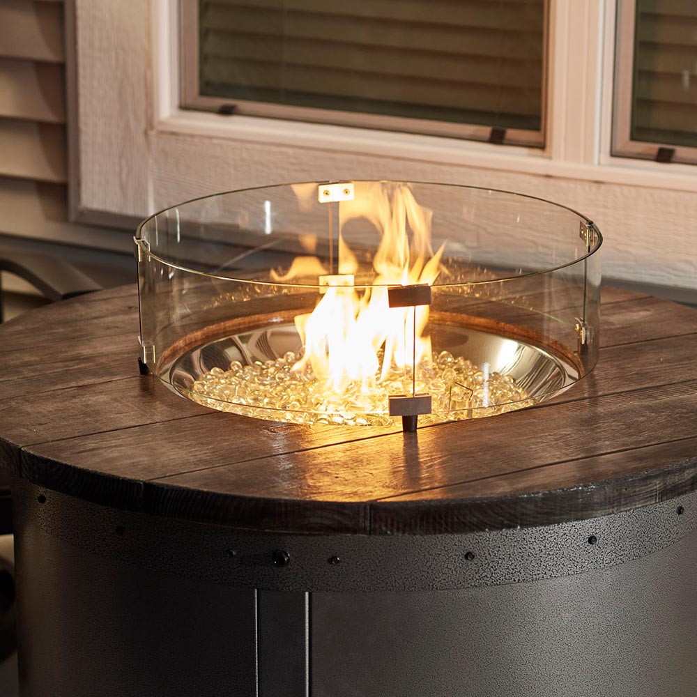 The Outdoor GreatRoom Company Round Glass Wind Guard for 12-Inch Burner, 14.5-Inch Diameter