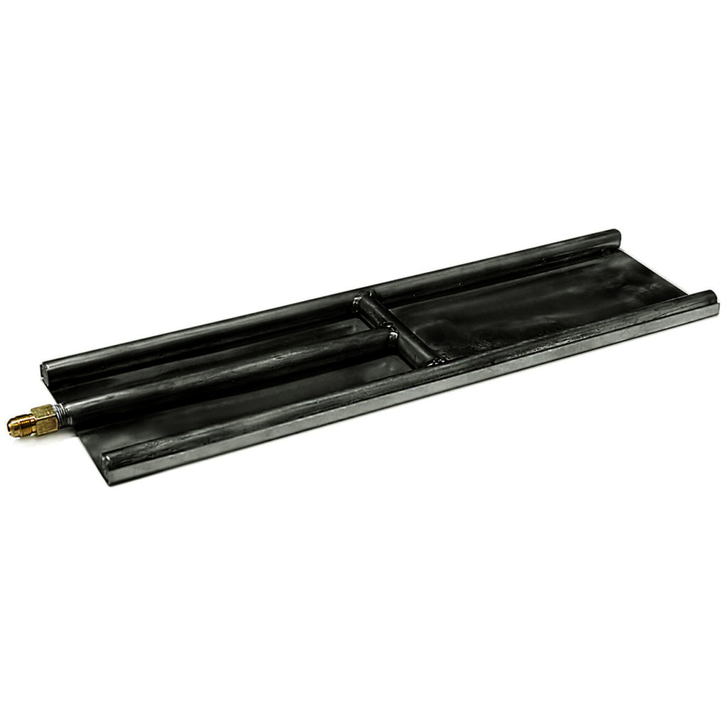 Grand Canyon indoor glass burner system, black metal bar with brass gas fitting