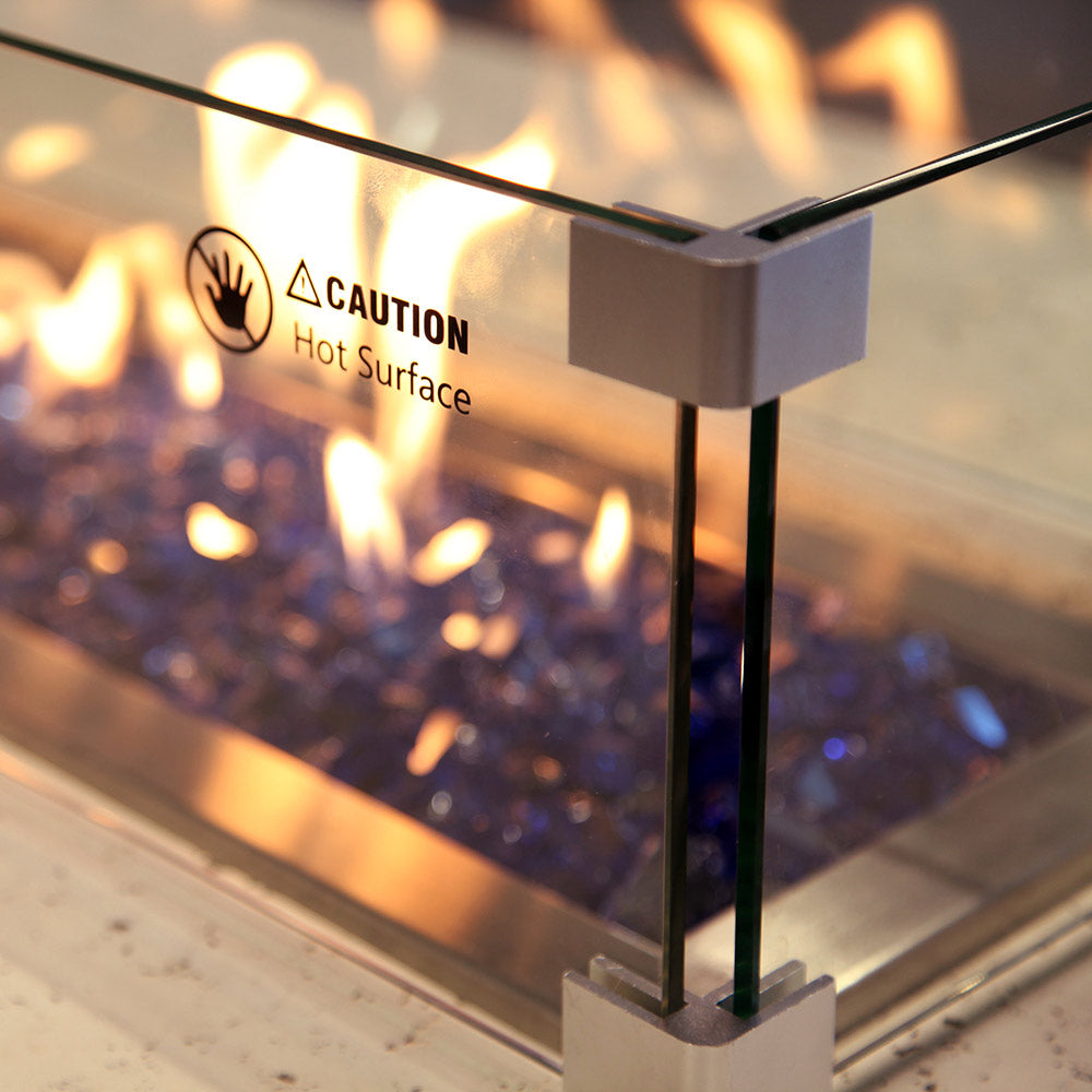 Athena Rectangular 48-Inch Glass Wind Guard for Olympus Concrete Fire Pit